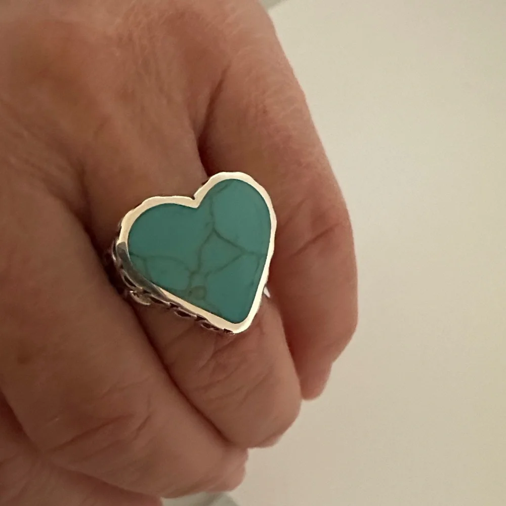 925 sterling silver Heart Turquoise  Gemstone Silver Ring